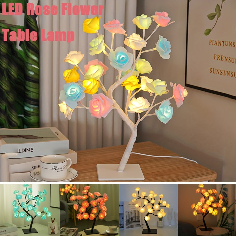 RozenLicht - LED Blomsterbordslampa med USB, Stämningsbelysning