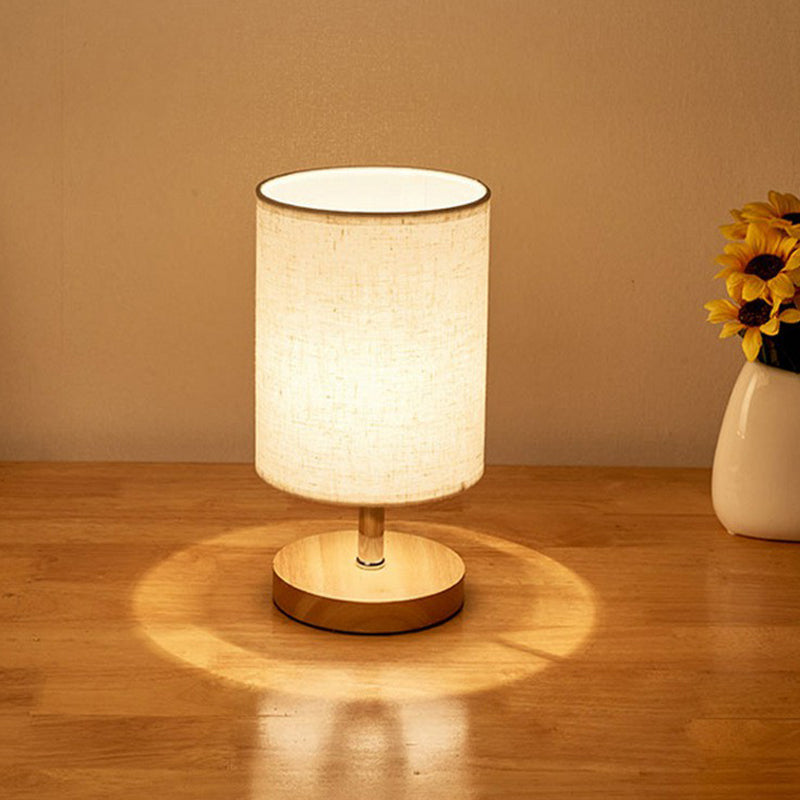 LinnenHout - Minimalistisk Bordslampa av Lin och Trä