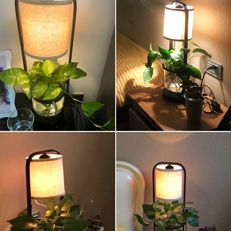 ArtDeco Cylindrisk Bordslampa med Röd Glaskupa