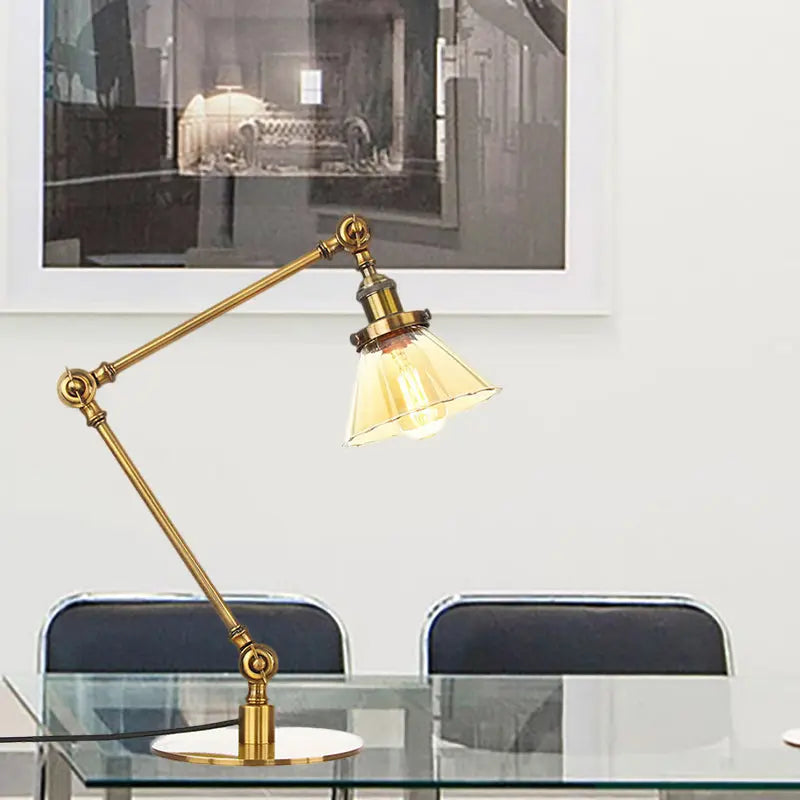 Carvallo - Elegant bordsbordslampa i klart glas i form av en kon