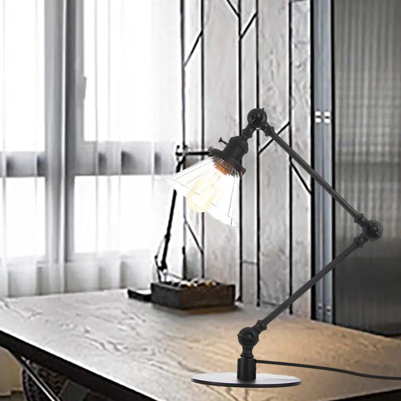 Carvallo - Elegant bordsbordslampa i klart glas i form av en kon