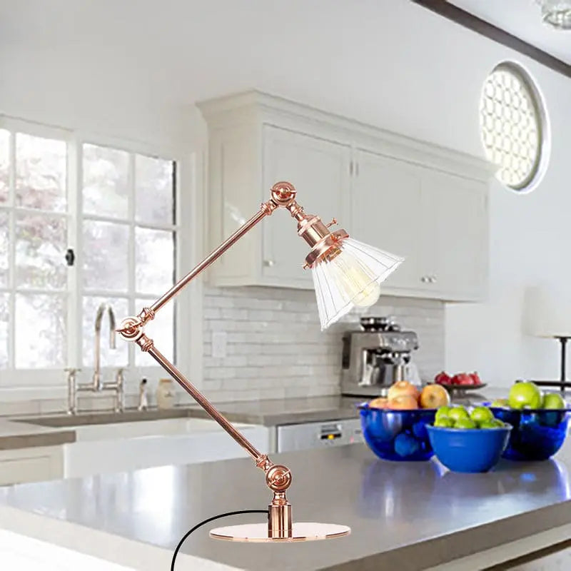 Carvallo - Elegant bordsbordslampa i klart glas i form av en kon