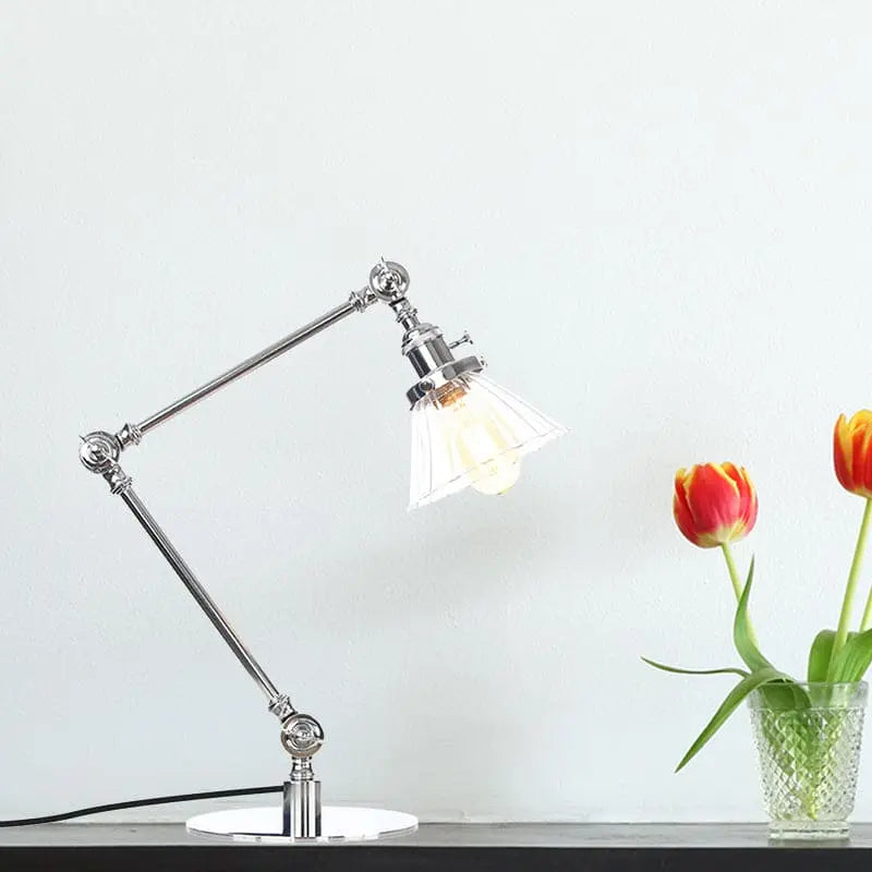 Carvallo - Elegant bordsbordslampa i klart glas i form av en kon