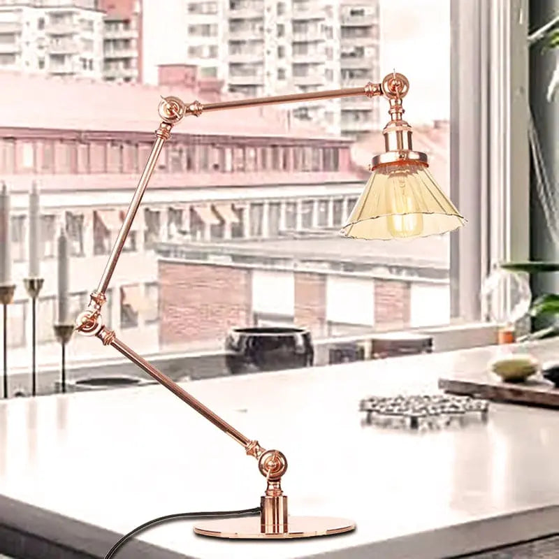 Carvallo - Elegant bordsbordslampa i klart glas i form av en kon