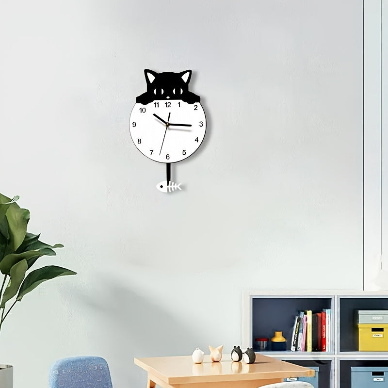 Purrfect Time Stilig Svängande Katt Väggeklocka Modern Design