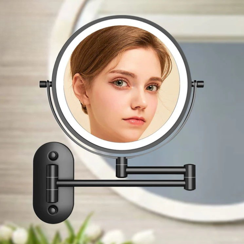 LED Väggspegel med Förstoring och Kromram