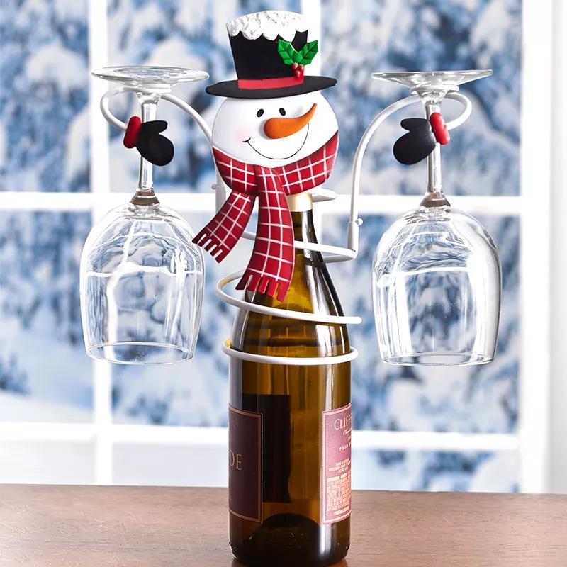 Festliga Cheers Vin glas hållare – Tomte & Snögubbe design för festliga bord