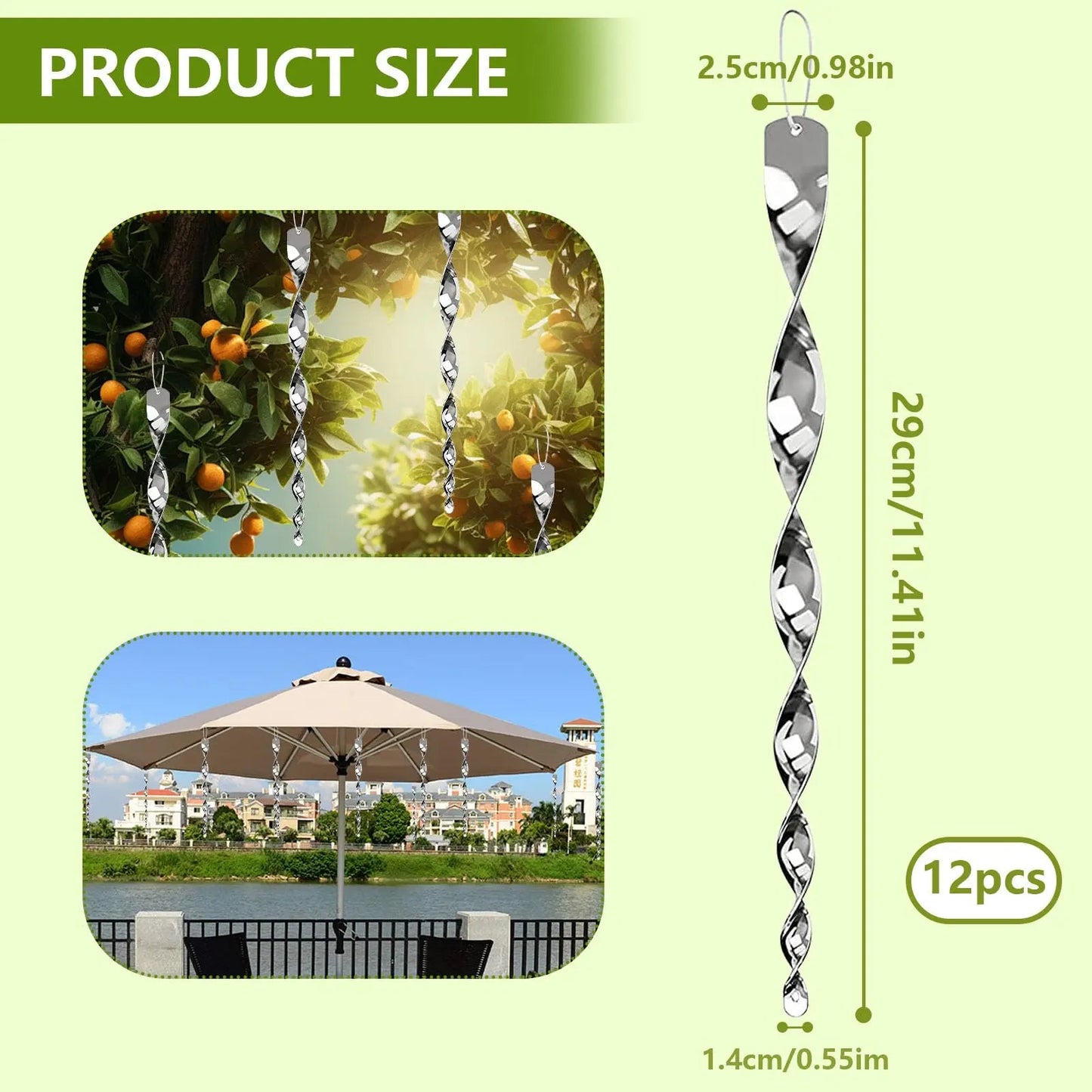 Reflekterande fågelavskräckande spiralstång