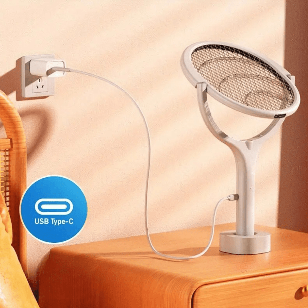 Carvallo Duo Myggavvisare | 2-i-1 Mygglampa & Elektrisk racketslösning | 90° Rotera | Uppladdningsbar & Barnsäker