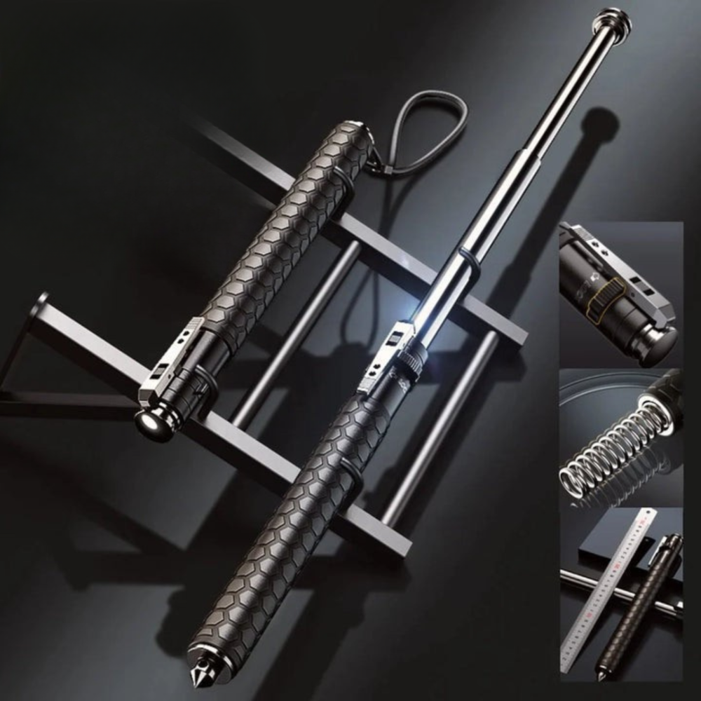 Automatisk vandringsstavar säkerhet trekking stav med LED-lampa