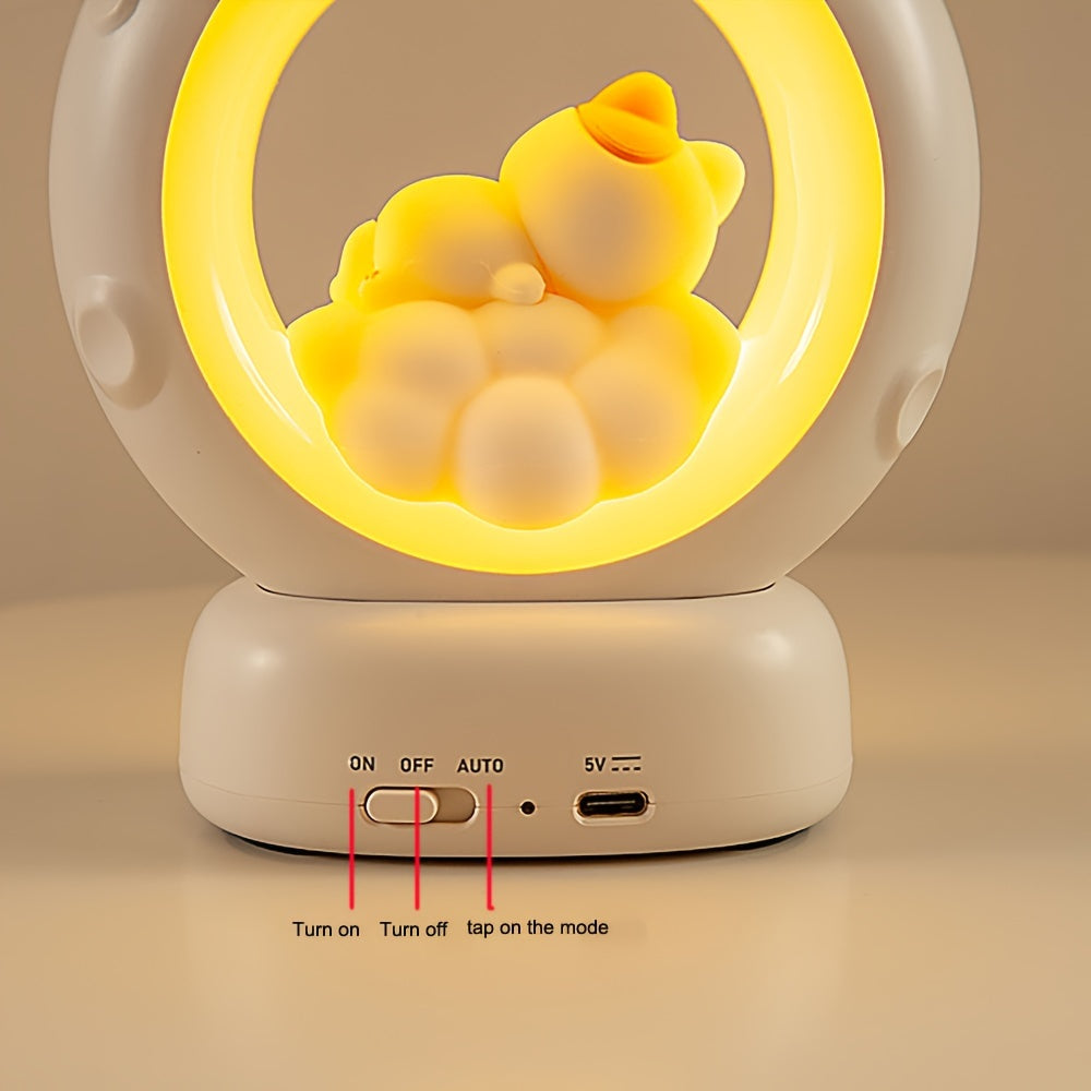 SleepyCat - Söt Katt Nattlampa med USB Uppladdningsbart Batteri och Dimbar Ljus