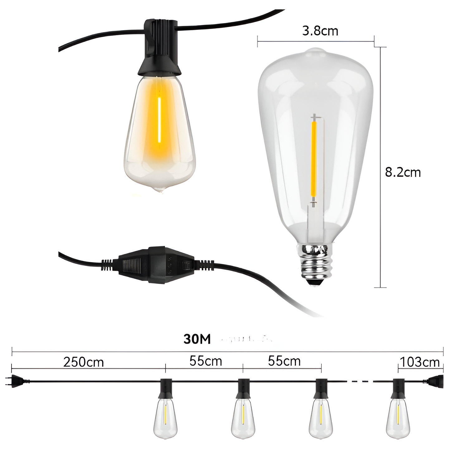 GlowFest String Lights - Varm och Mysig Vattentät Trädgårbelysning