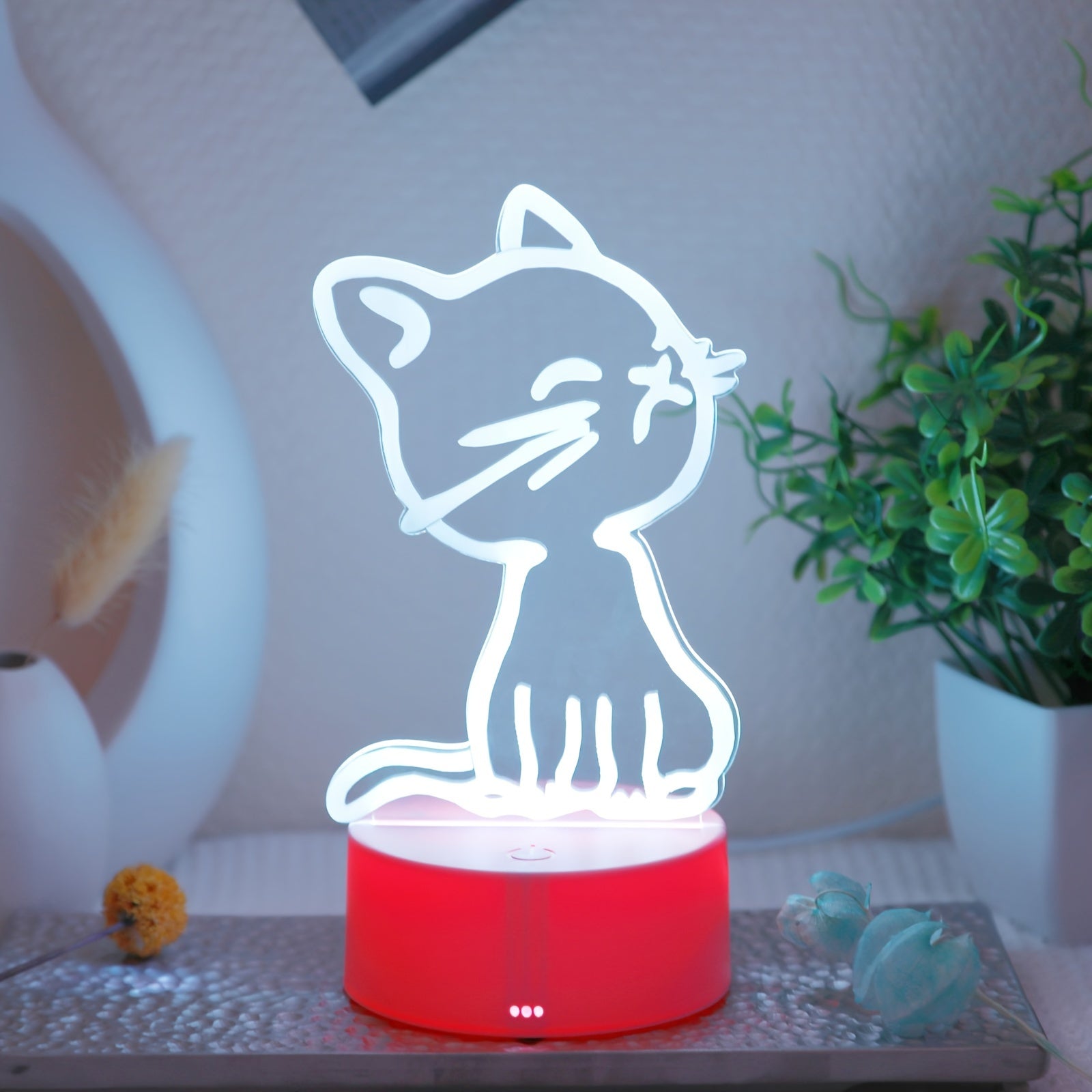 GlowPaw - Beröringsstyrd 3D Katt Nattlampa