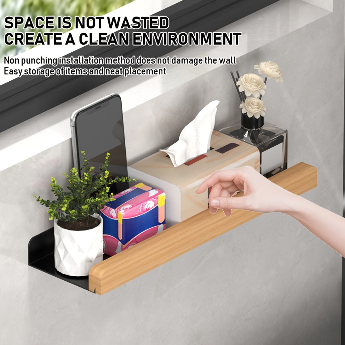 Stilig Vägghylla Toalettpapperställ – Perfekt för Badrumsorganisation