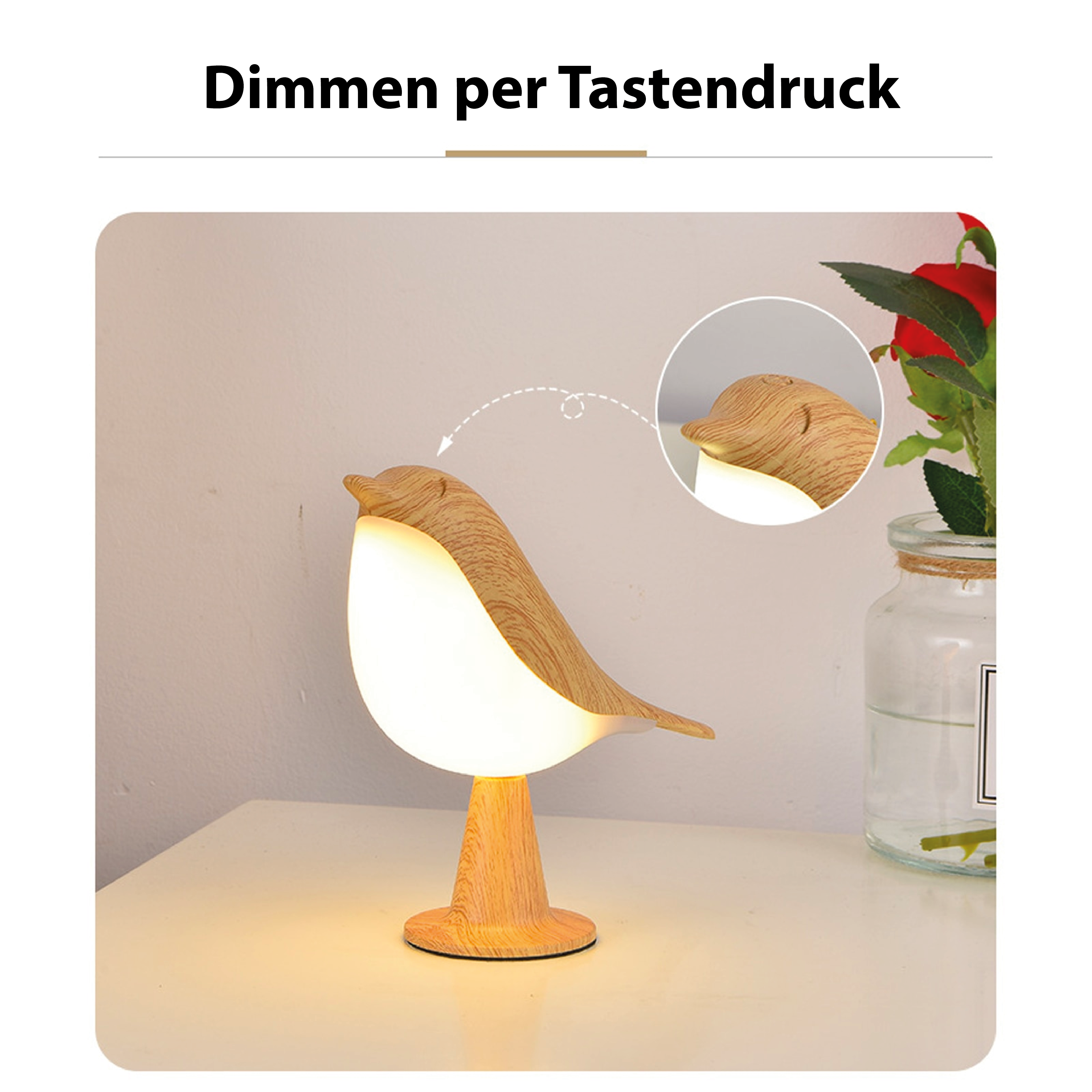 Modern trä LED bordslampa Fågel design