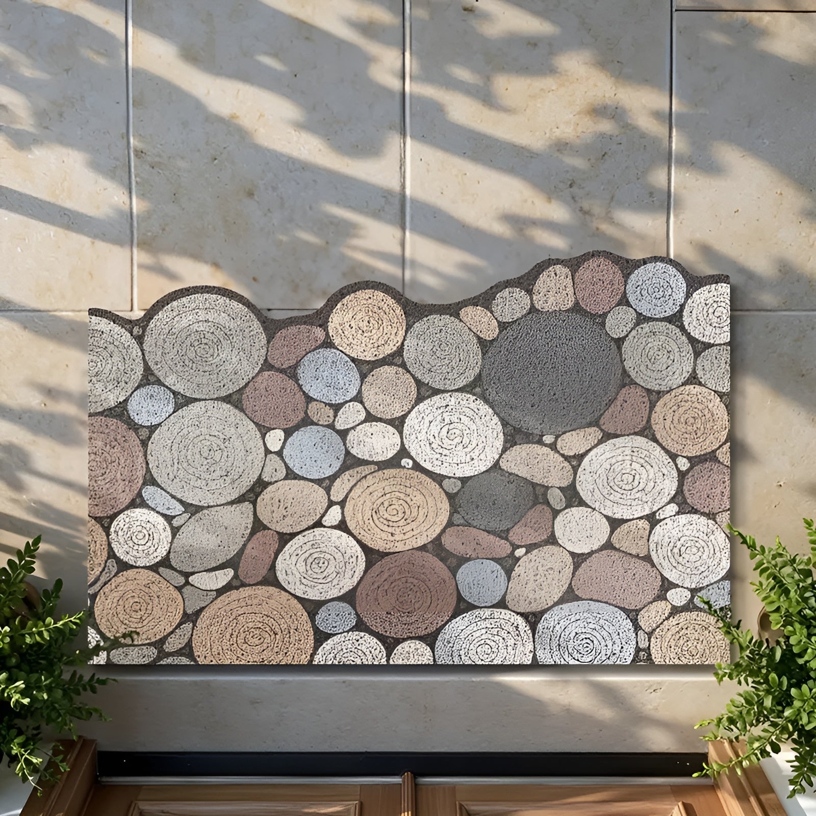 Dörrmatta med trä- och grusmönster – Halkfri & Lättskött | För inomhus- och utomhusbruk