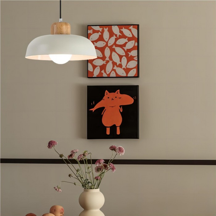 Nordic Creative Pendant Light | Naturligt Trä & Aluminium | Modern Hemljus | 11.81 x 5.51 in | Brick by Brick