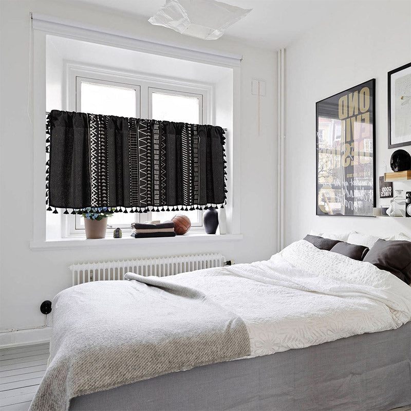 Svart mönster frans lager gardin