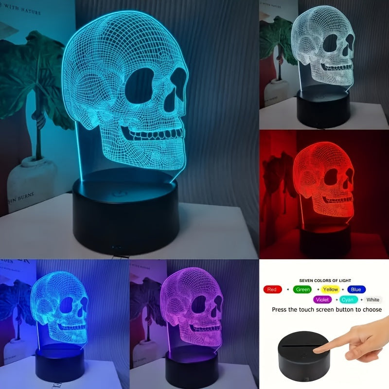 SkullGlow - 3D LED Schedelformad Bordslampa med USB-Strömförsörjning