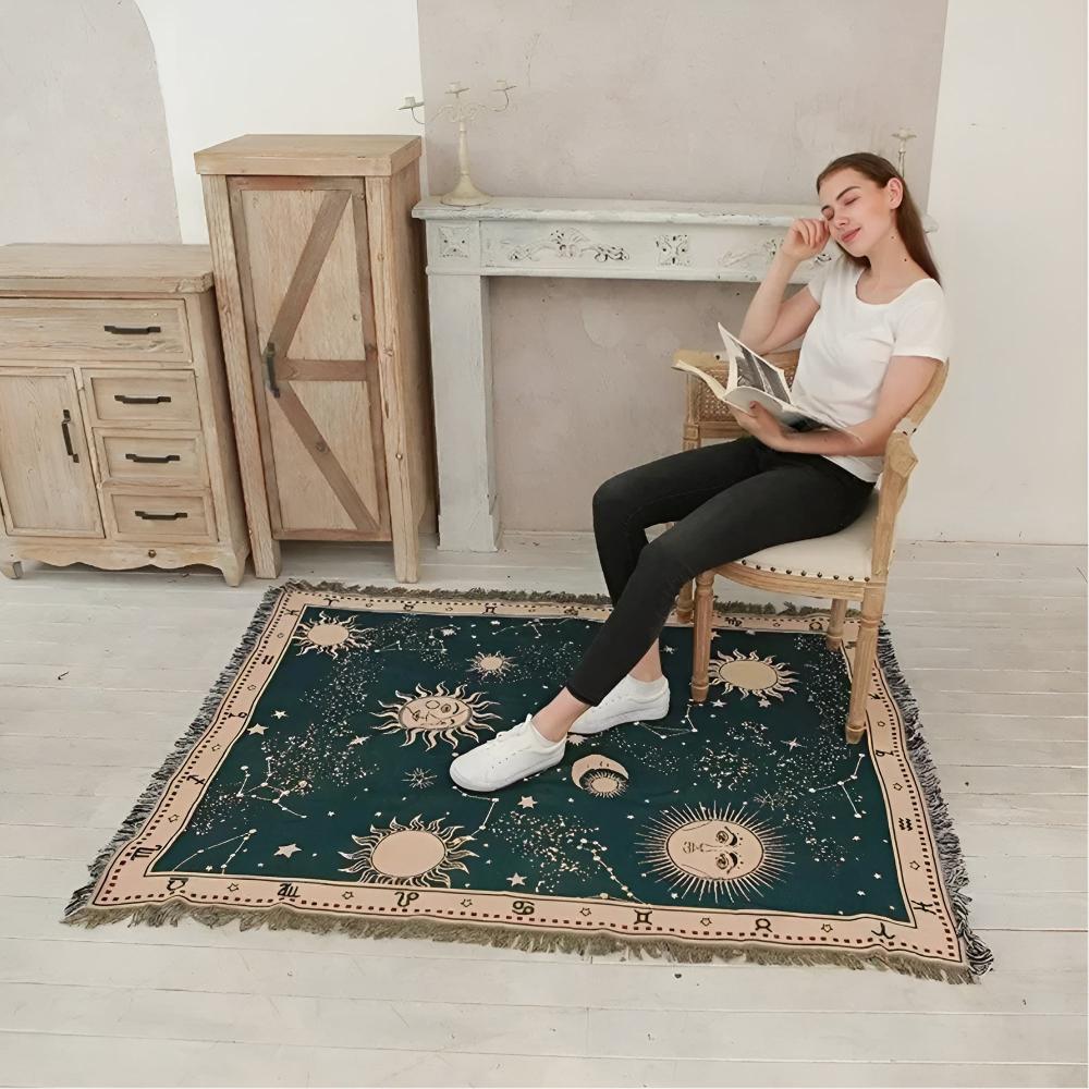 Solen Månen Stjärnor Celestial Filt