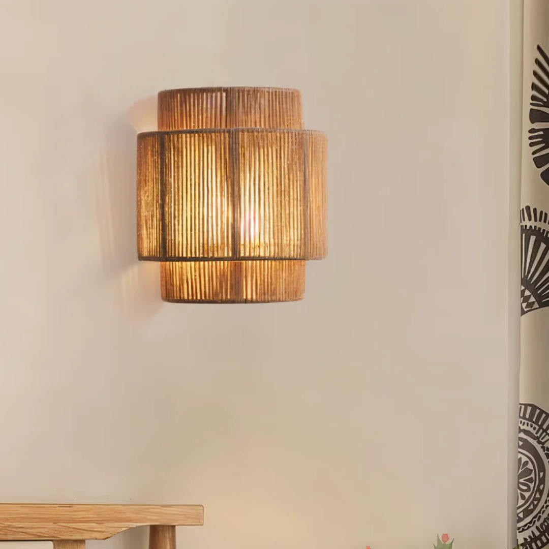 Solra | Boho-inspirerad vägglampa av naturmaterial
