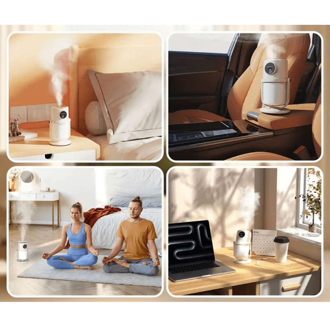 Carvallo USB Luftfuktare | Tyst & Kompakt | Med LED-stämningsljus | För sovrum, kontor & resor