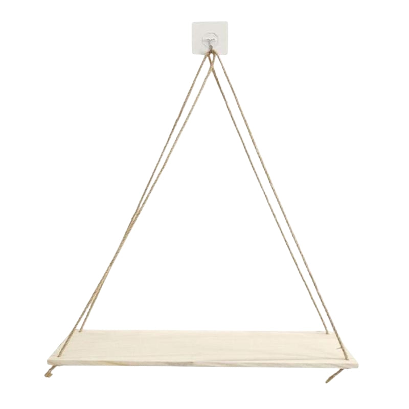 Carvallo – Hängande Trähylla med Minimalistisk Repdesign