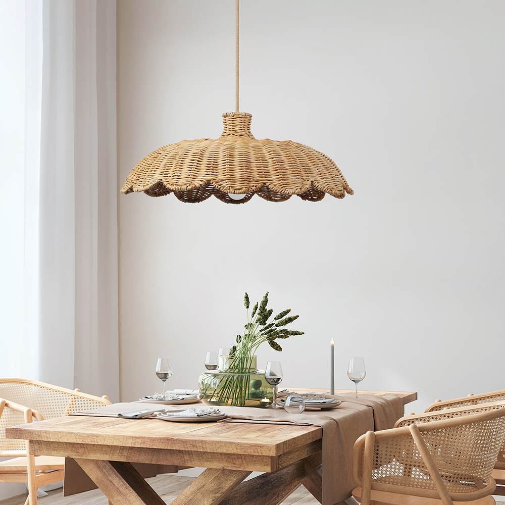 Boho Kreativ Dekor Rattan Vävd Hänglampa