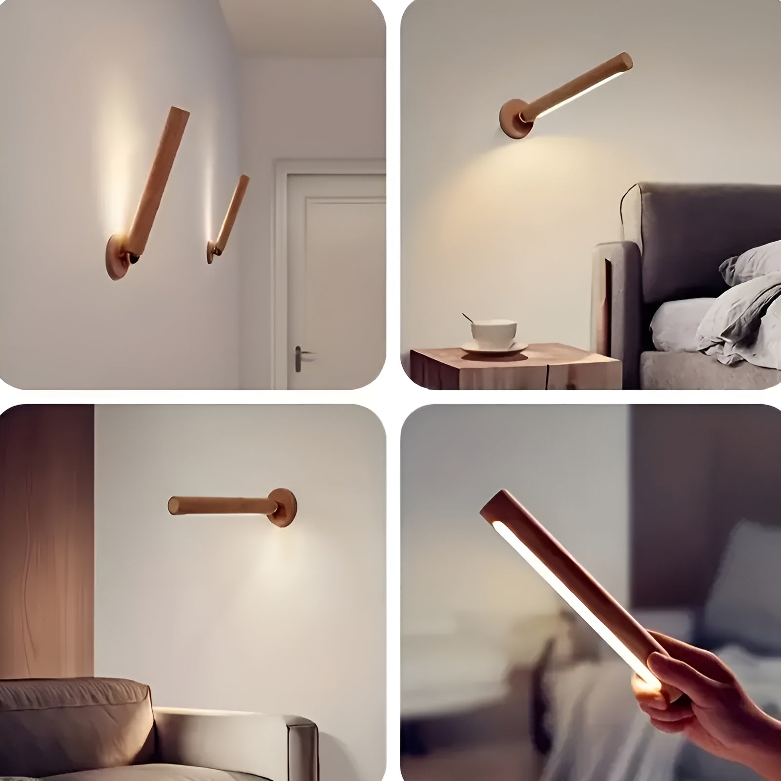 Modern LED-vägglampa – Återuppladdningsbar med touchkontroll | 360° roterbar & magnetfäste