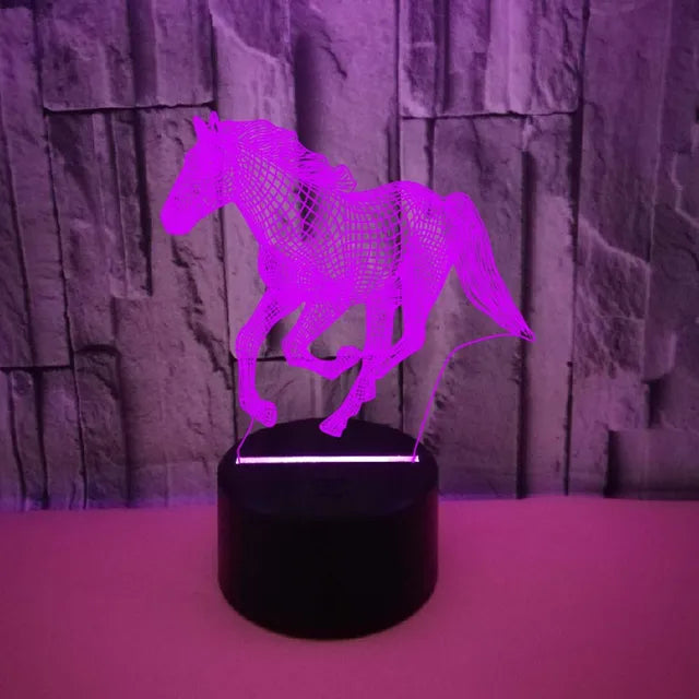 3D LED Hästlampa – Färgglad Nattlampa för Barn och Hästälskare