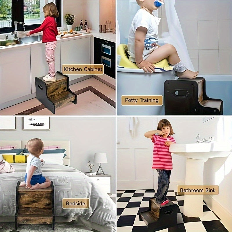 Rustik Trä Stapelbar Pall - För Bekvämlighet och Säkerhet