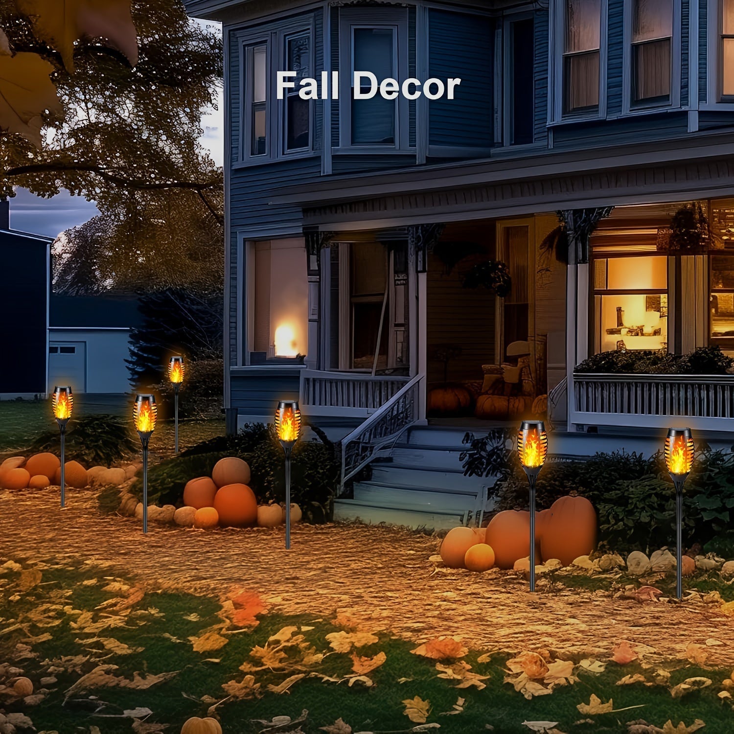 Solarlampor med fladdrande låga för gångvägar i trädgården