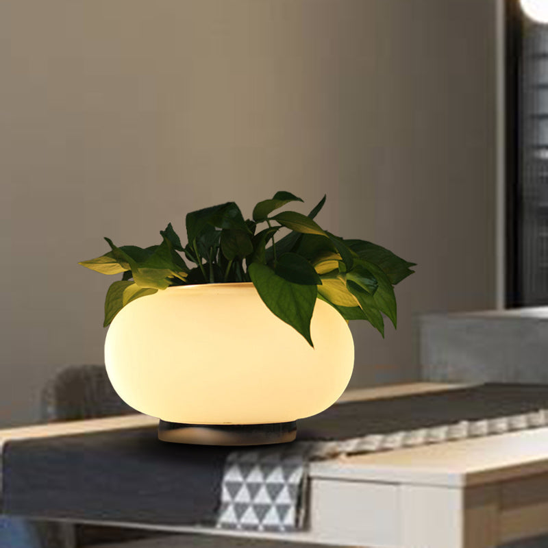 PlantGlow - Ovalt Bordslampa med Växthållare och LED-belysning