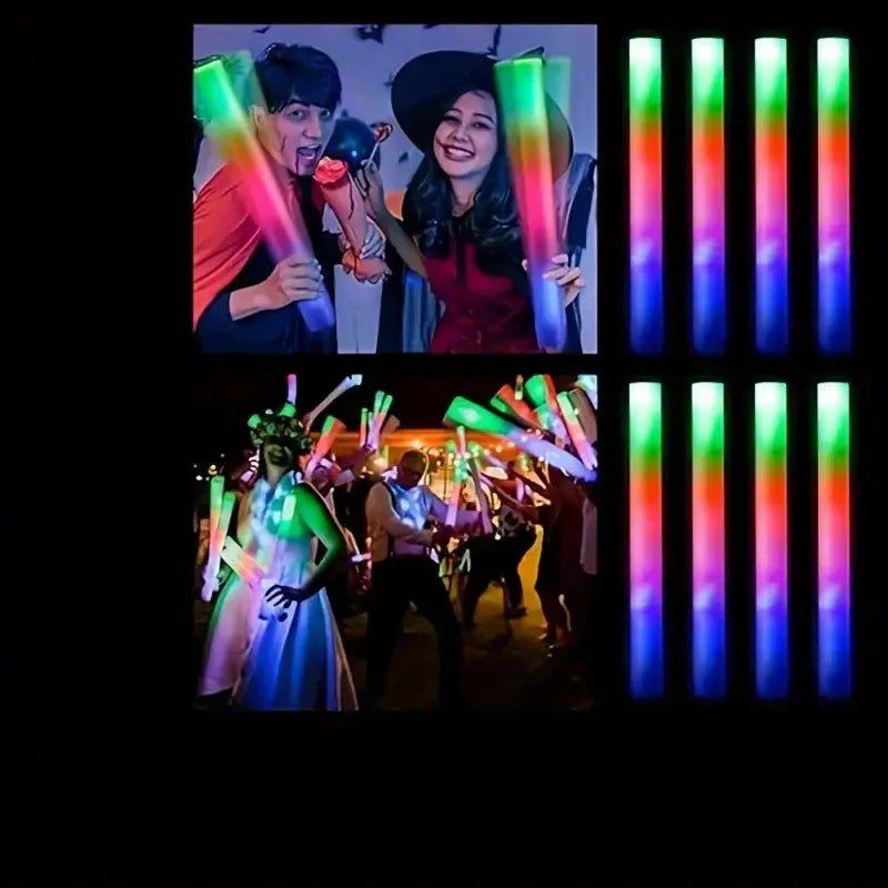 Halloween LED Skumsticks – Färgade Partylampor för Evenemang & Festivaler (12 stycken)
