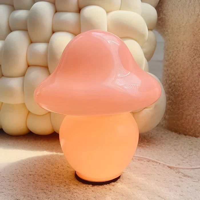 MushroomGlow - Förtrollande glaskamp med ett nostalgiskt svampmotiv