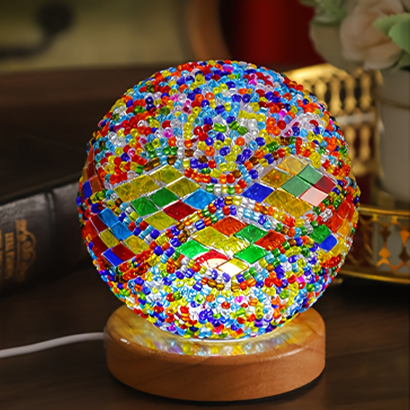 GlassArt - Modern LED Bordslampa med Justerbar Belysning och Färgglad Glaskåpa