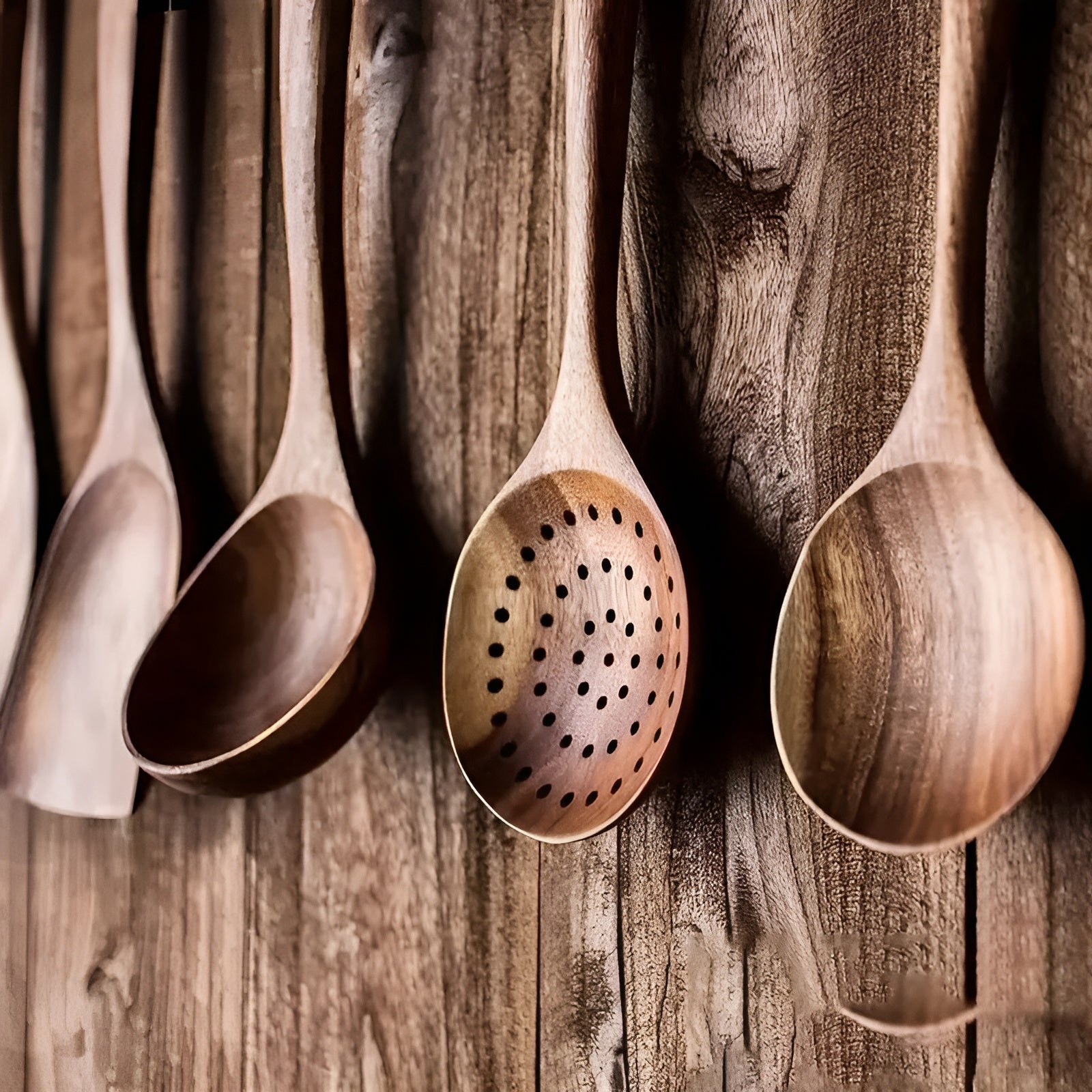 Trä-köksredskapsset – 5-delat set Naturliga stekpenslar för non-stick-pannor