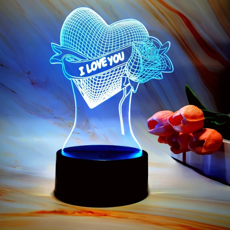 HartLicht - 3D LED Illusionslampa med Touchkontroll, 7 Färger & USB/Batteri Ström