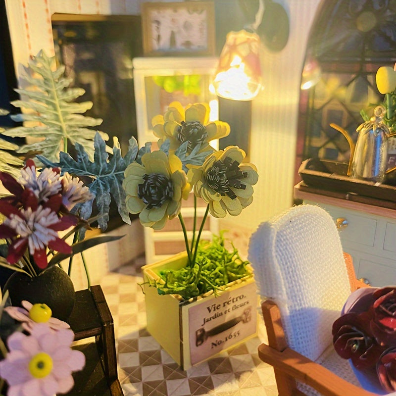 DIY Miniatyrväxthus med belysning – Handgjort 3D-pussel för kreativ dekoration