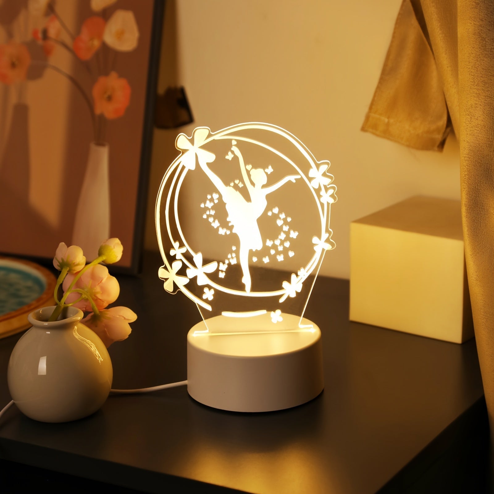 RymdLampa - 3D Baletdansare LED Nattlampa USB Driven