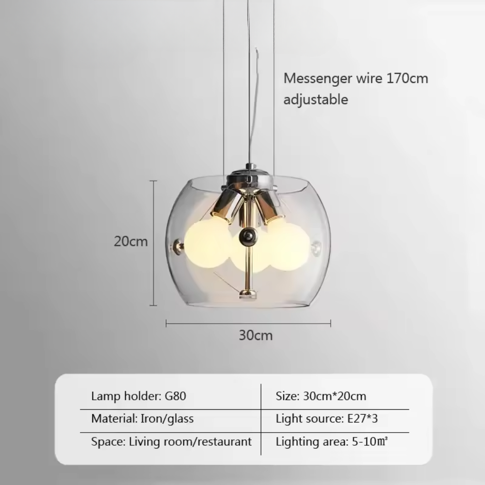 Aurion | Modern glas-LED-hänglampa för kök, vardagsrum och matsal