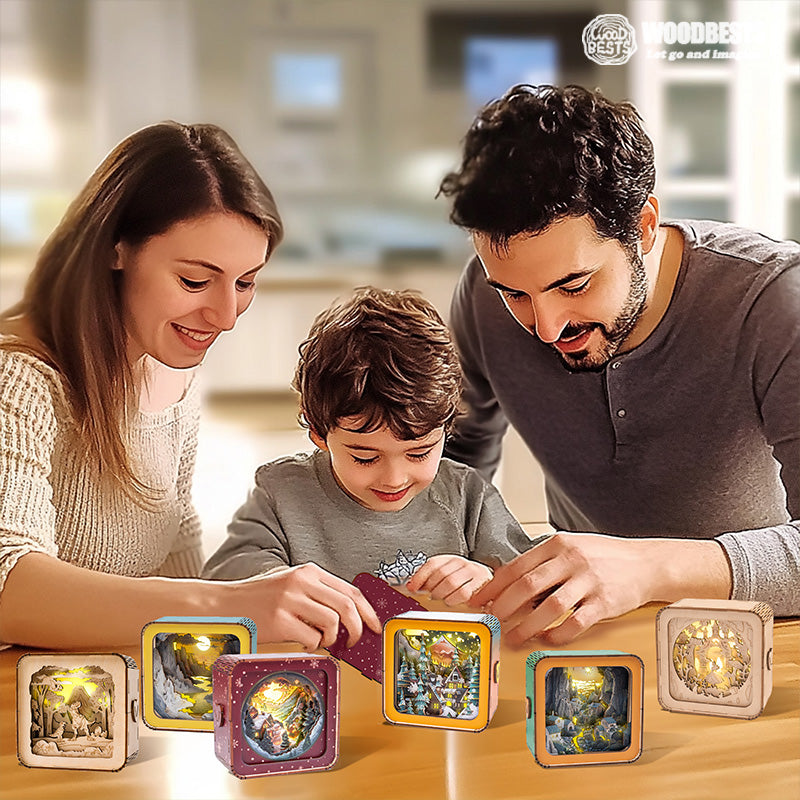 Atmosfärisk 3D Julhus Lampa Skala - Varm LED Ljus och Unik Dekoration