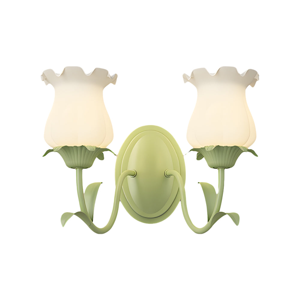 1/2-Ljuskronor Blomster Glas Tre-Stegs Dimbar Grön Vägglampa