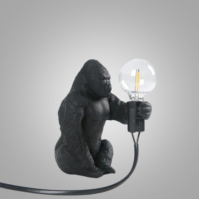 GorillaLux - Unik Gorilla Bordslampa | Modern Djurarmatur med Varm LED Belysning