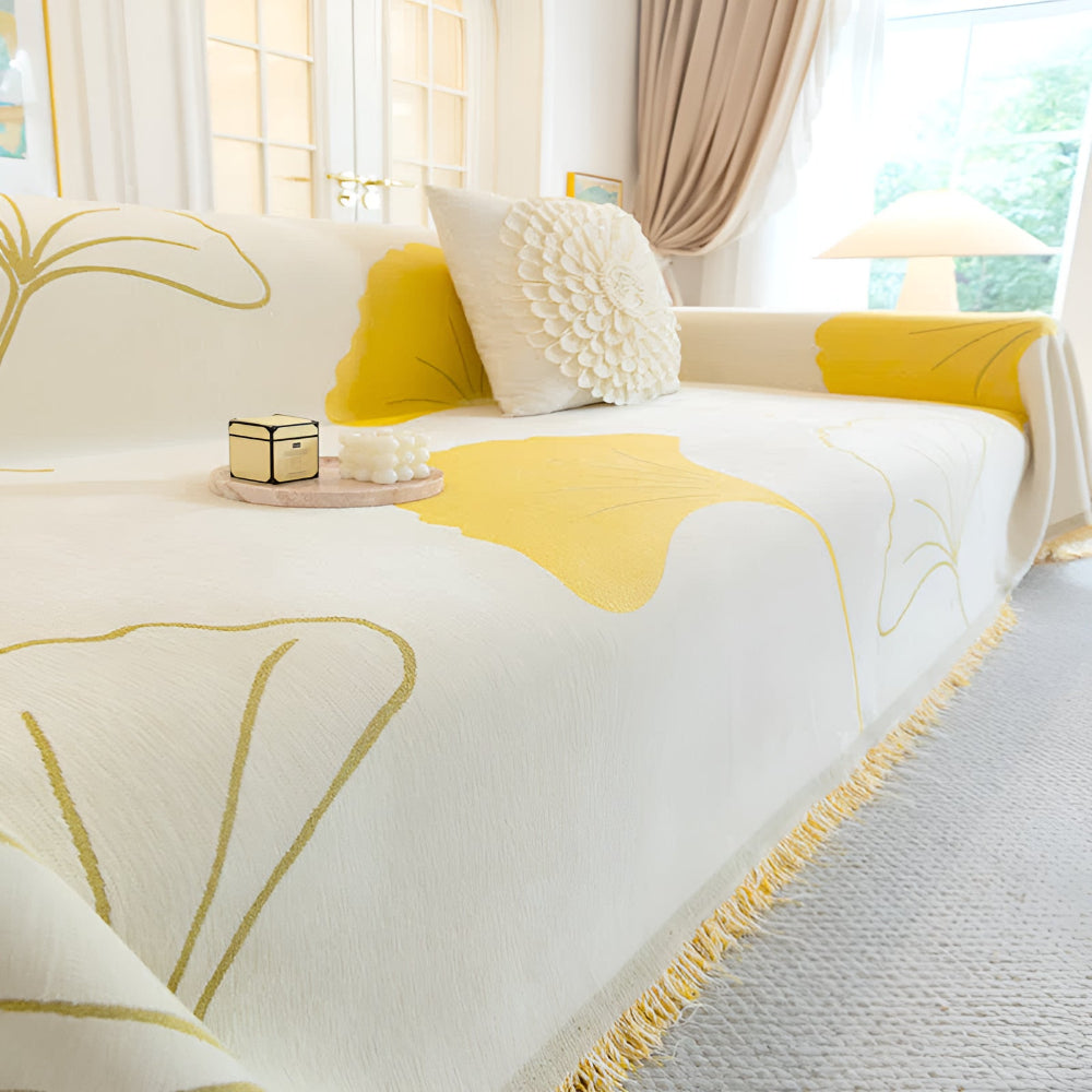 Pastoralstil Ginkgo Leaf Sofakuddöverdrag