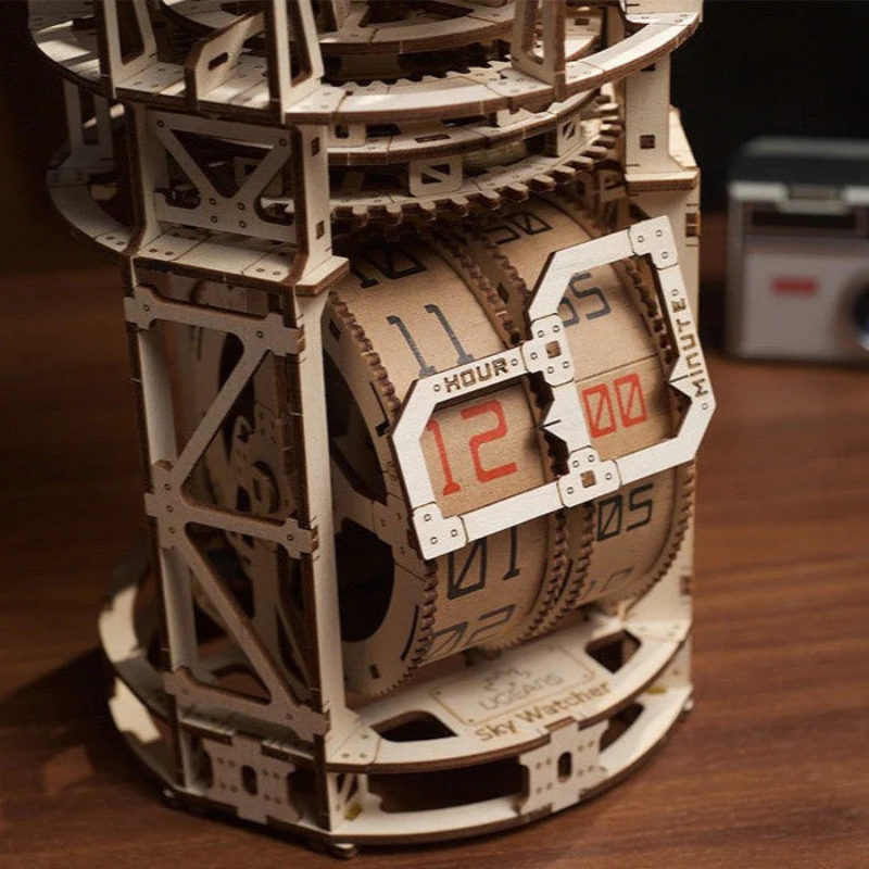 Trähjulsats | 3D DIY pusselur för skrivbord