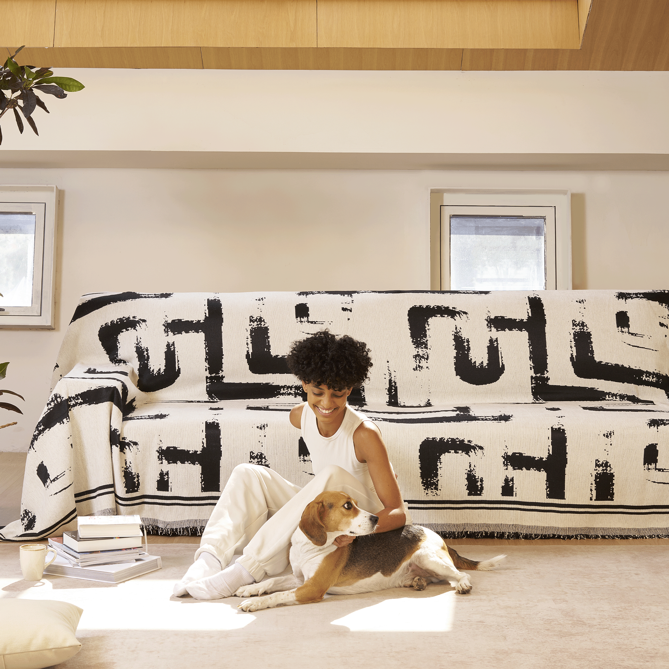 Monokrom Chic Sofföverdrag - Modernt, Stiligt & Hållbart Soffskydd