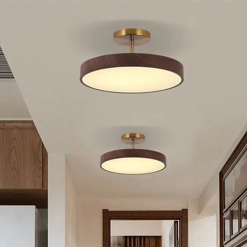 Semi-Flush Trä LED Taklampa – Modern Stil