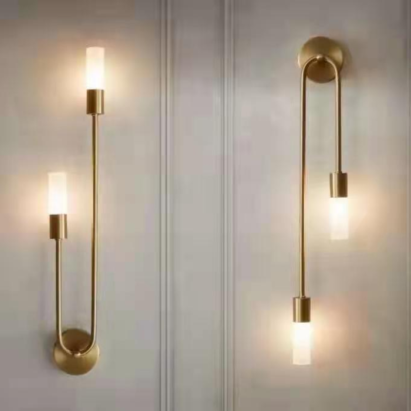 Meza Modern LED Vägglampa, 2-Ljus, Pinne, Guld, Vardagsrum