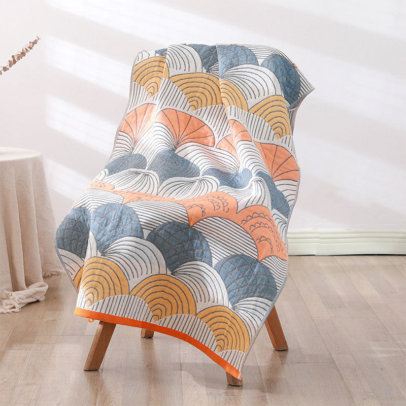 Shell Print Jacquard Bomull Handduk 70x140cm